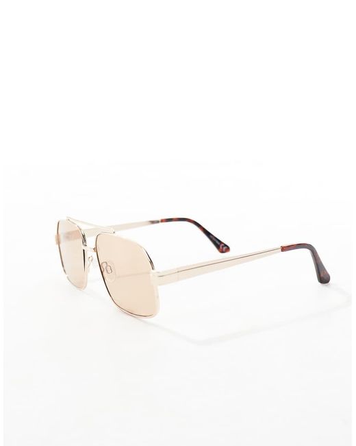 Occhiali Da Sole Aviatore Con Montatura Dorata E Lenti Marroni di ASOS in Pink da Uomo