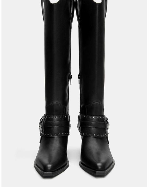 Pull&Bear Black – cowboystiefel