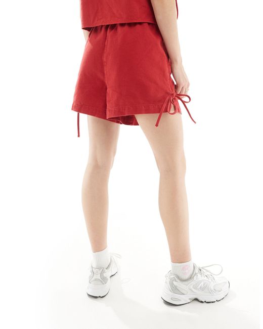 ASOS Red Denim Shorts With Bows