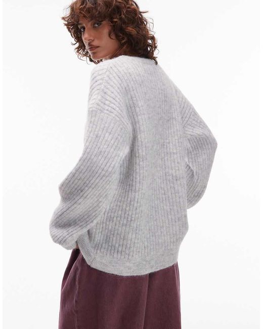 ASOS Purple Knitted Slouchy Cardigan With Wool