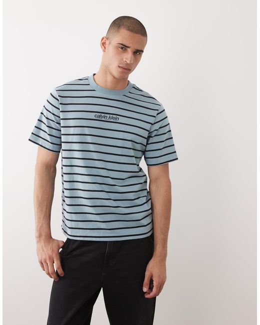 Calvin Klein Blue Striped T-shirt for men