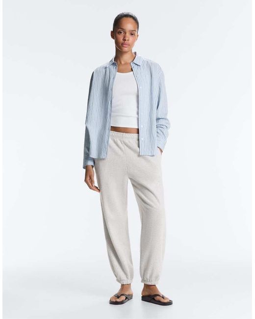 Oysho White Fitted Rib Strap T-Shirt With Cotton And Modal