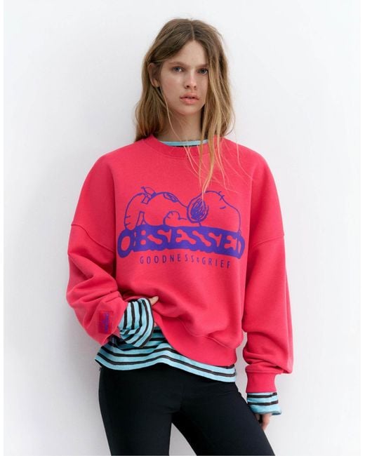 Pull&Bear Red – peanuts – snoopy-sweatshirt