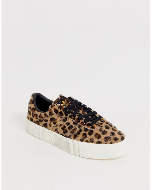 Adidas Sportswear Leopard Sneakers Adidas Sambarose Animal Print Adidas  Samba Rose Trainers Leopard Black Off White Women's Trainers