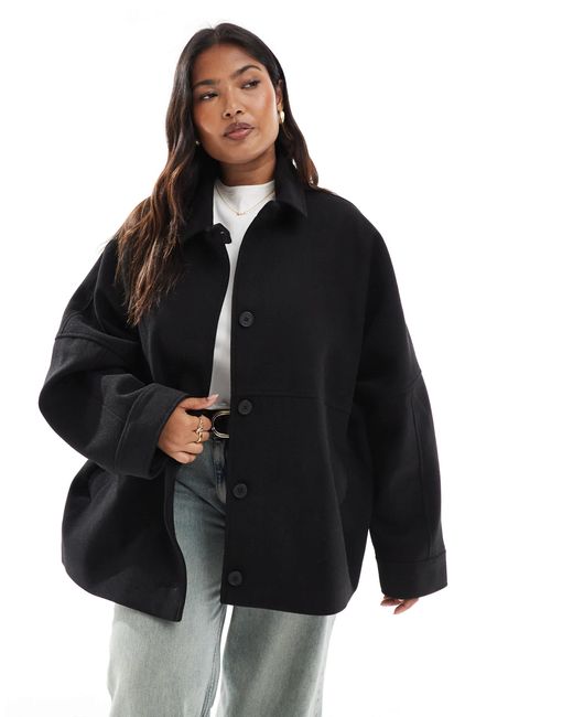 ASOS Black Asos Design Curve Slouchy Formal Harrington Jacket
