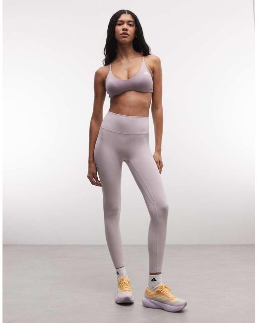 Adidas Originals Purple Adidas Training Optime Light Support Strappy Sports Bra