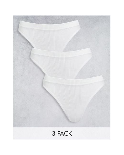 ASOS Synthetic 3 Pack Ribbed Seamless Thong Pack in White Lyst UK