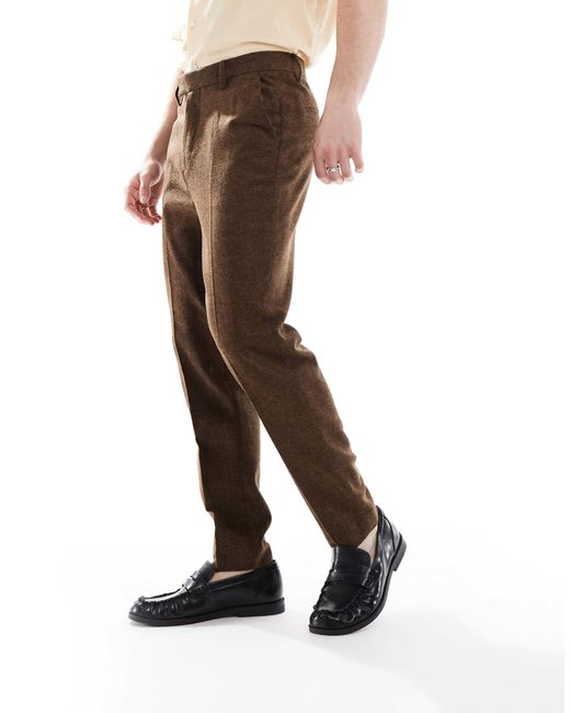 ASOS – schmal zulaufende anzughose aus wollmix in Natural für Herren