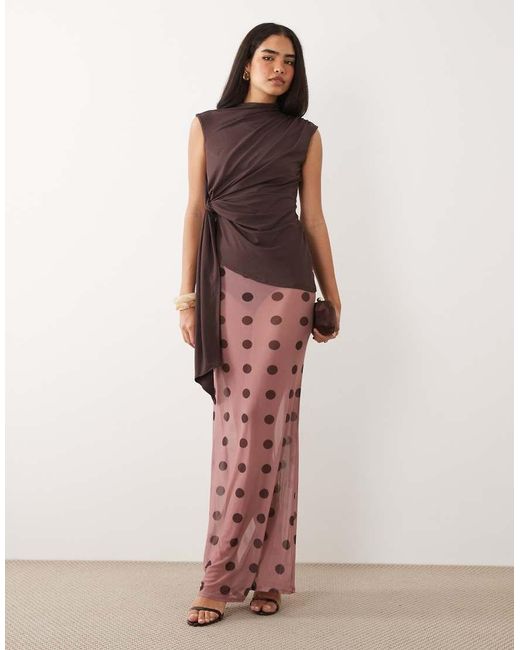 ASOS Brown Grown On Neck Sleeveless Top With Tie Detail