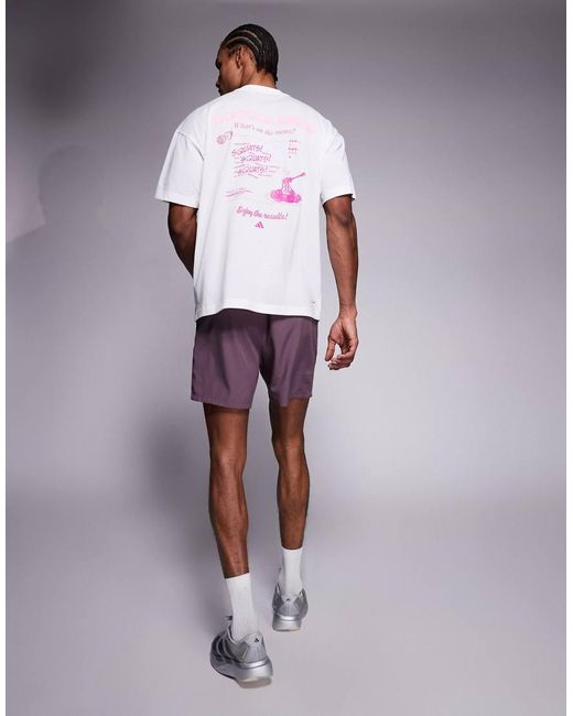 Adidas Originals White Adidas Training T-Shirt With Noodle Legs Back Print for men
