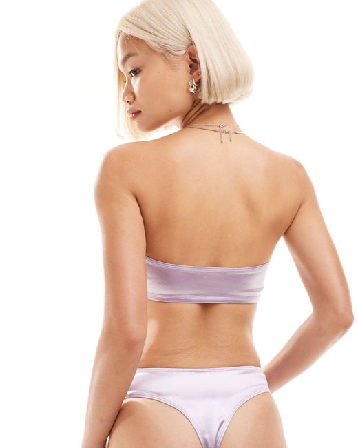 Mix and match - top bikini a fascia lilla di Monki in Purple