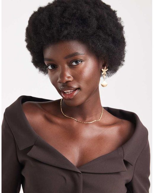 ASOS Brown Tailored Off Shoulder Blazer