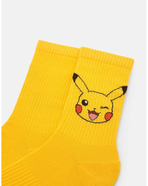 Pull&Bear Yellow Pokémon Pikachu Socks for men