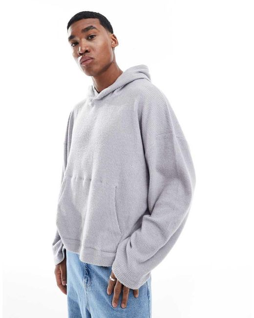 ASOS Oversized Hoodie Met Vaste Zoom in het Gray voor heren