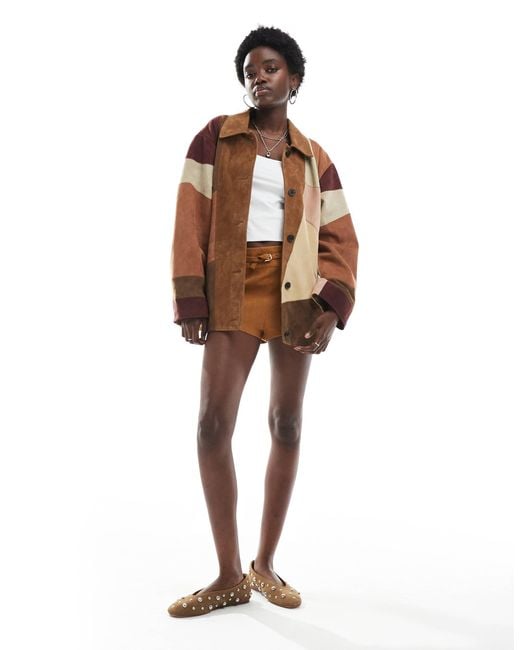 ASOS White Premium Suede Patchwork Jacket