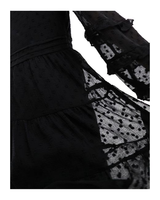 Miss Selfridge Black Dobby Chiffon Ruffle Mini Dress