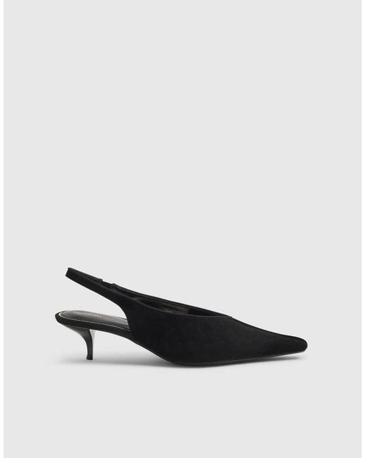 River Island White Suede Slingback Low Court Heels