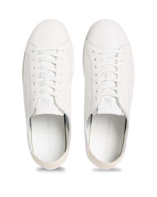 Calvin Klein – cupsole-sneaker aus em leder in White für Herren