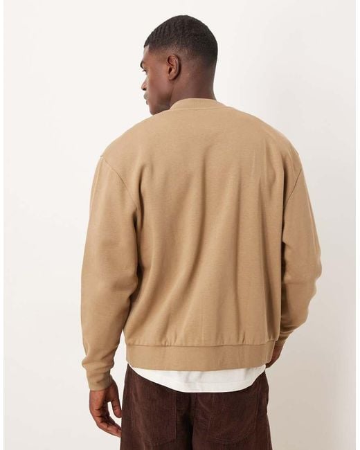 ASOS Natural Oversized Drop Shoulder Jersey Bomber Jacket for men