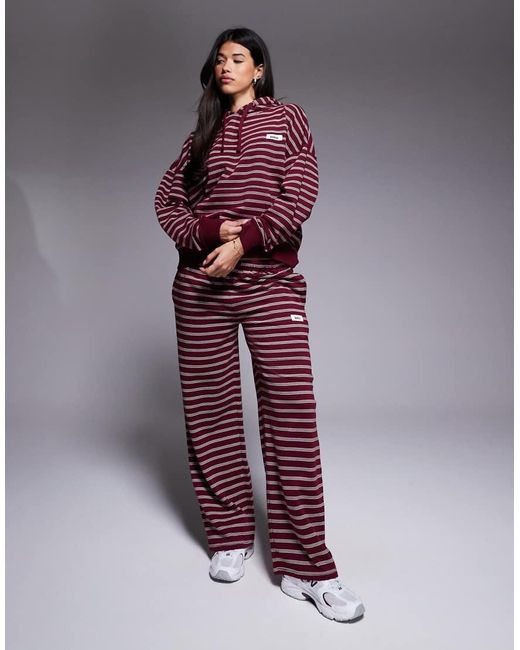 Kaiia Oversized Hoodie Van Katoenmix Met Logopatch En Strepen in het Red