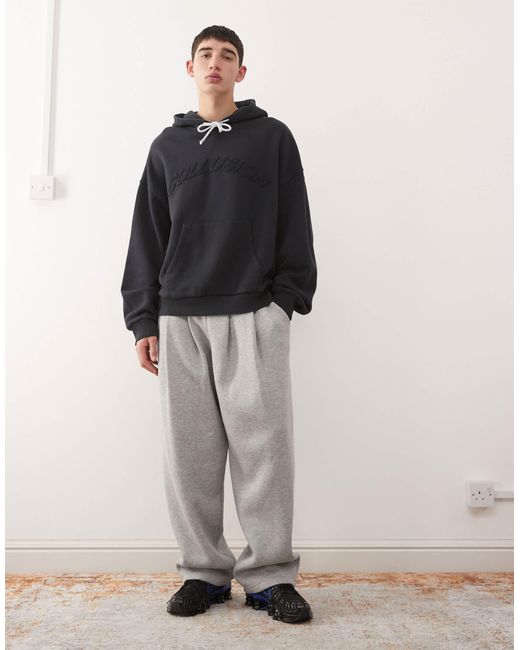 Collusion – kastiger kapuzenpullover mit kordelzug und logoapplikation in Blue für Herren