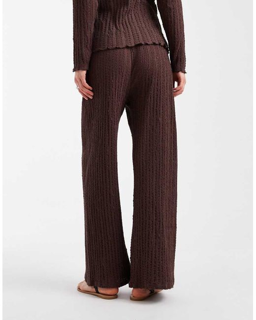 ONLY Brown Wide Leg Textured Trouser Co-Ord