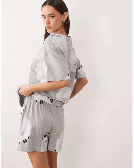 ASOS Brown Oversized Short Sleeve Tee & Shorts Pajama Set