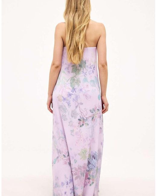 NA-KD Purple Plisse Maxi Tube Dress