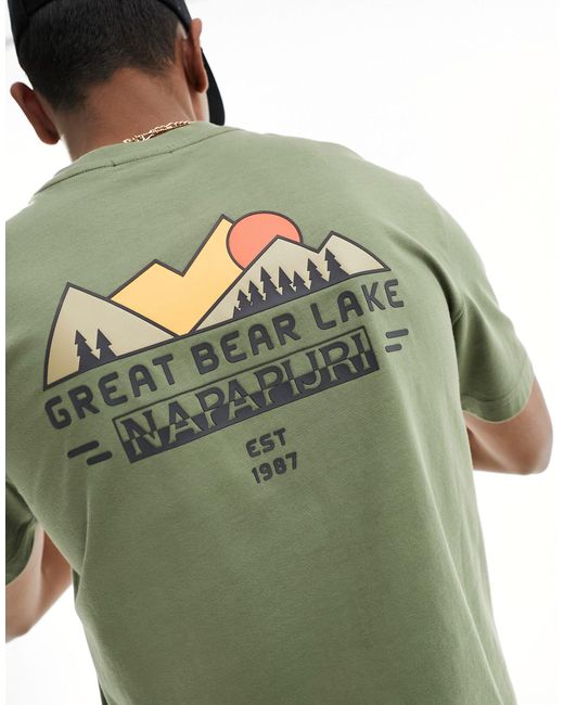 Camiseta con estampado gráfico en la espalda tahi Napapijri de hombre de color Green