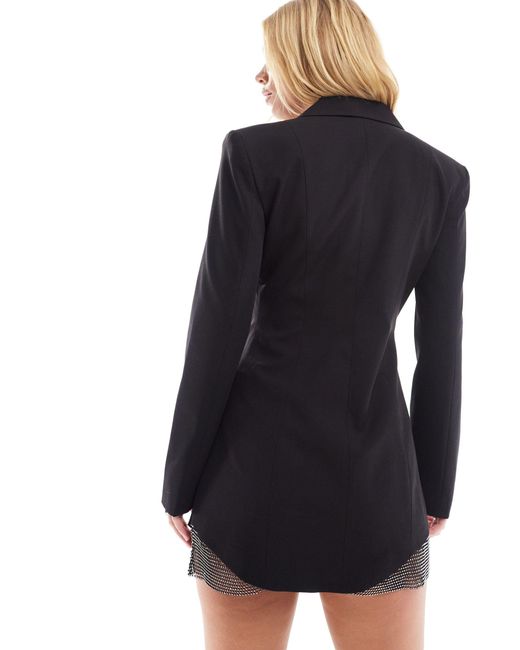 Vestito blazer corto con cut-out sul retro e finiture di Bershka in Black