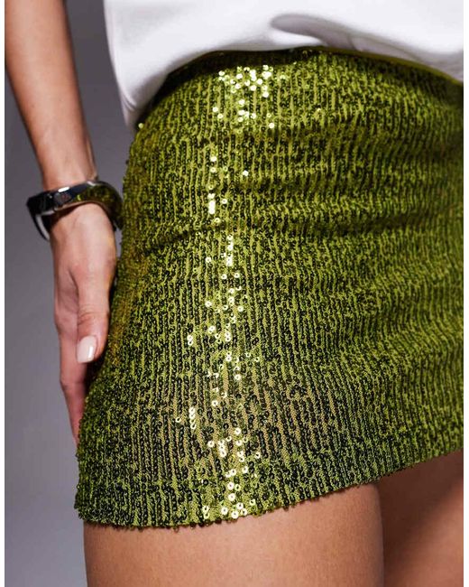 ASOS Green Allover Sequin Micro Mini Skort