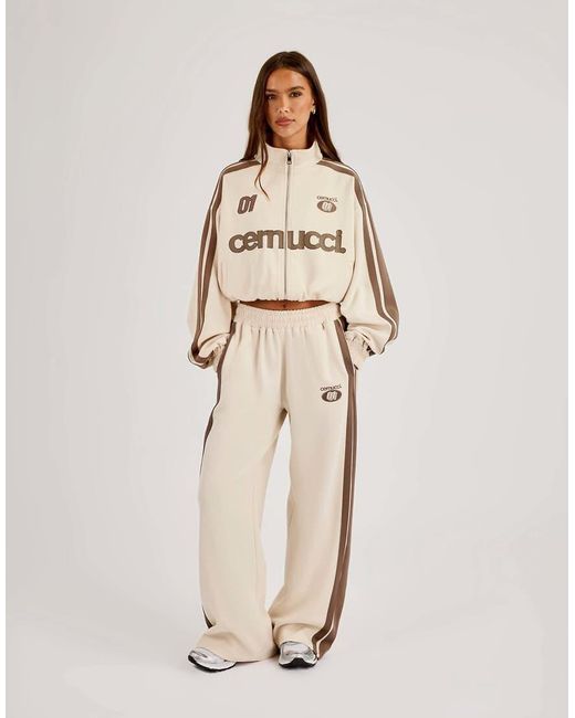 CERNUCCI Natural Football Cropped Zip Through Track Jacket