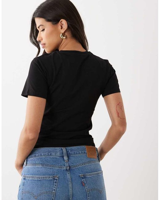 ASOS Blue Short Sleeve Asymmetric Hem T-shirt With Distressed Motel Graphic