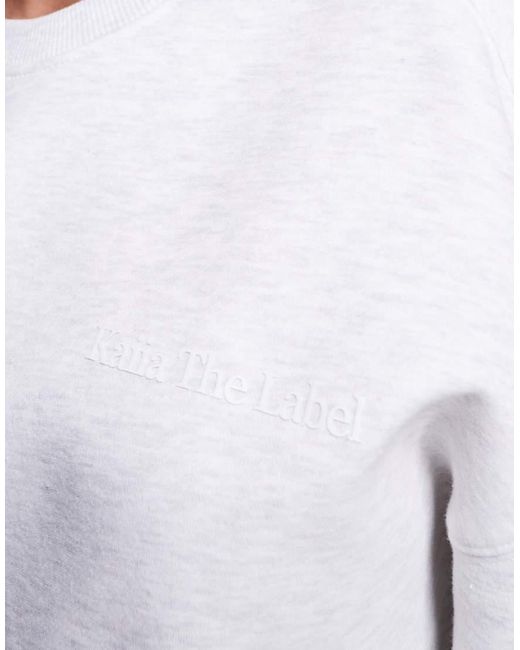 Felpa Oversize Con Spalle Scese E Logo Chiaro Mélange di Kaiia in Gray