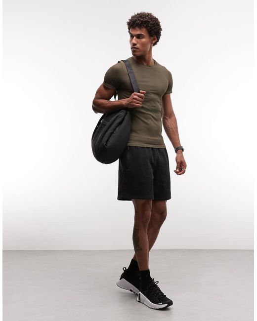 4505 Gray Seamless Rib Muscle Fit Training T-shirt for men
