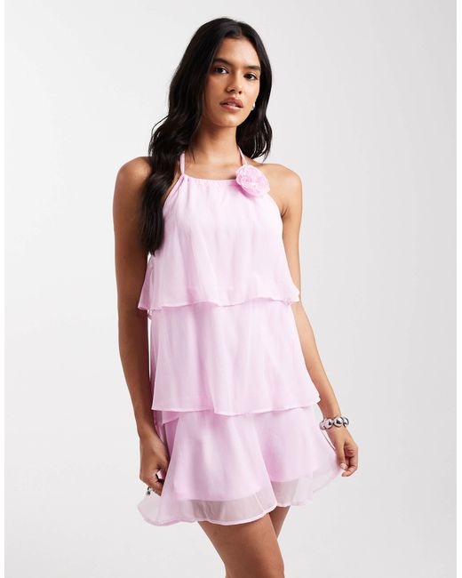 Pieces Pink – gestuftes minikleid