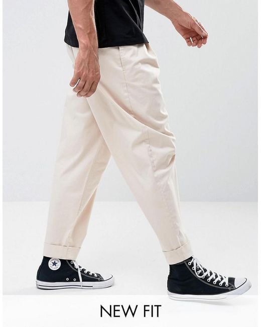ASOS Natural Wide Balloon Pants In Stone for men
