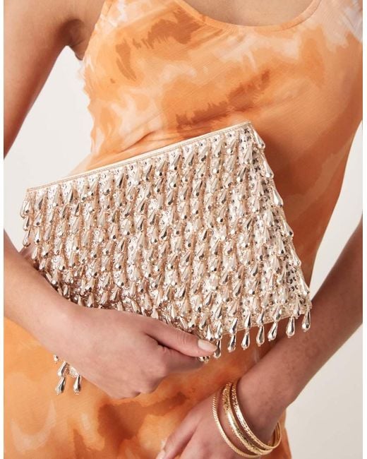 ASOS Brown Zip Top Clutch Bag