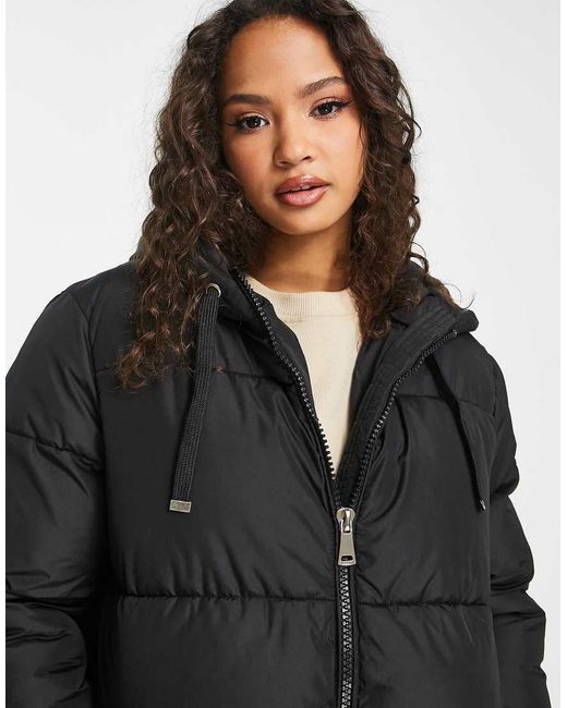 New Look Gray Mid Length Padded Puffer Coat With Hood