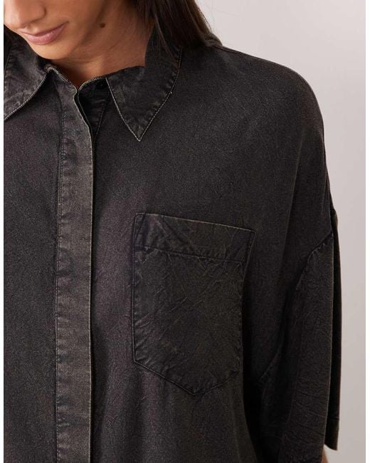 ASOS Black Oversized Shirt Playsuit