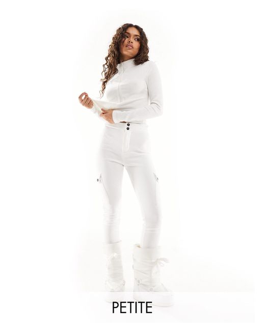 Petite - pantaloni da sci bianchi con tasche cargo di Threadbare in White