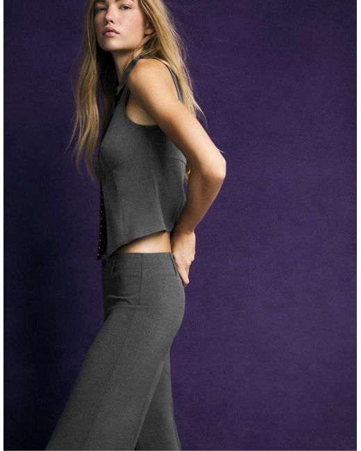 Stradivarius Blue Sleeveless Press Stud Top
