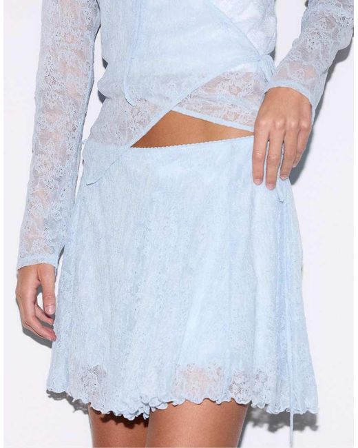 Stradivarius White Lace Mini Skirt