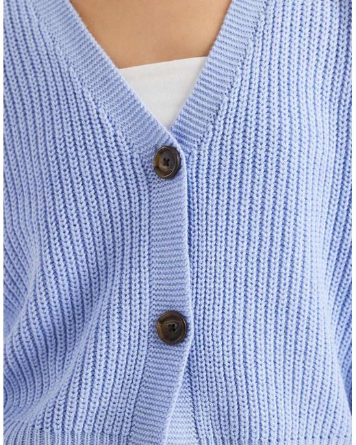 Vero Moda Blue Button Through Chunky Rib Cardigan