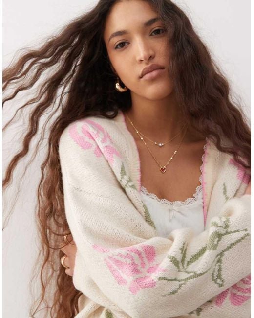 Miss Selfridge Multicolor Floral Edge To Edge Cardigan