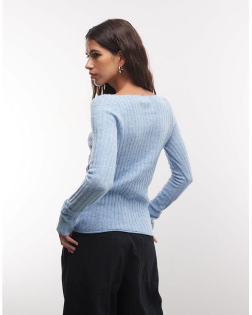 Monki Blue Gerippter strickpullover