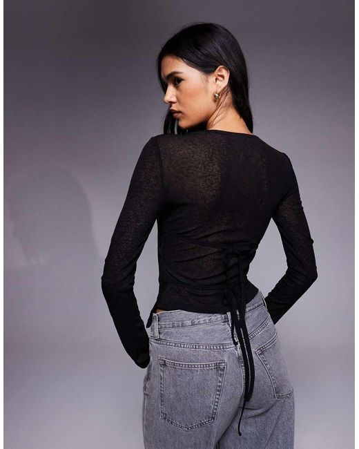 ASOS Blue Gauzy Sheer Double Layer Top