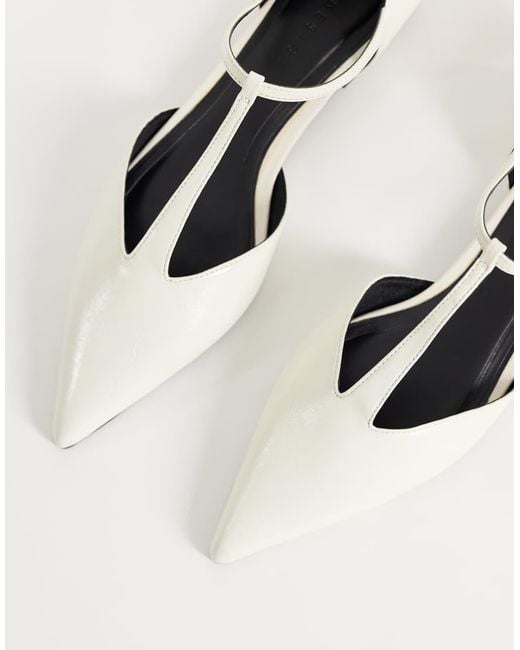 ASOS Metallic Lover Pointed T Bar Ballets