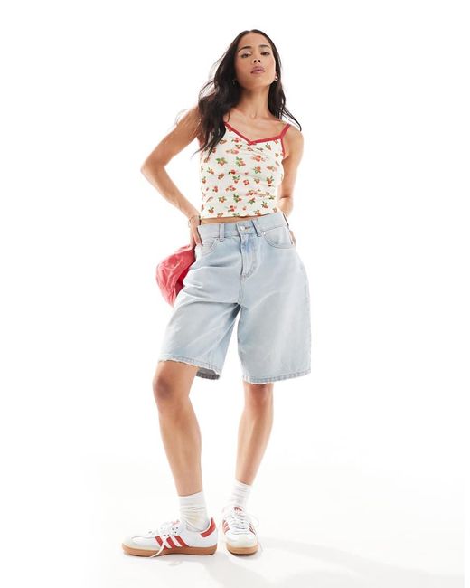 Daisy Street White Printed Cropped Cami Top