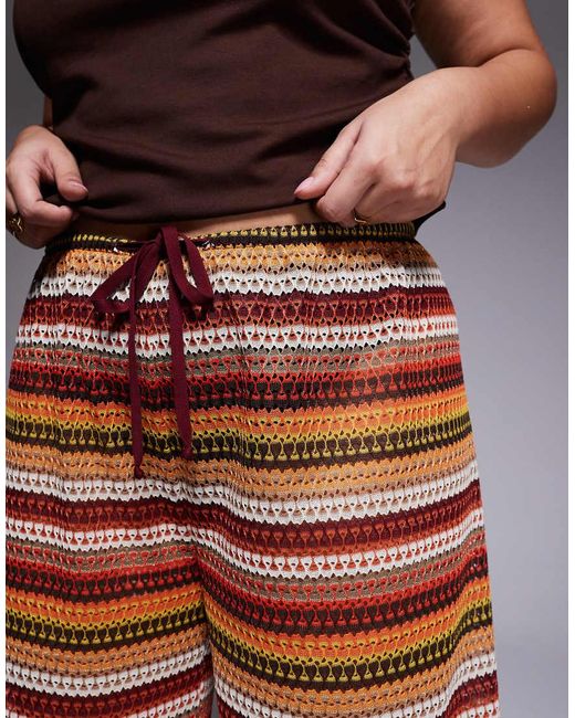 South Beach Red Wide Leg Crochet Pants